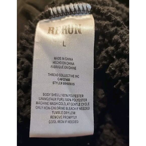 Mens Rerun Supply Company Full Zip Sherpa Lined Thick Jacket Size Large - Picture 6 of 6